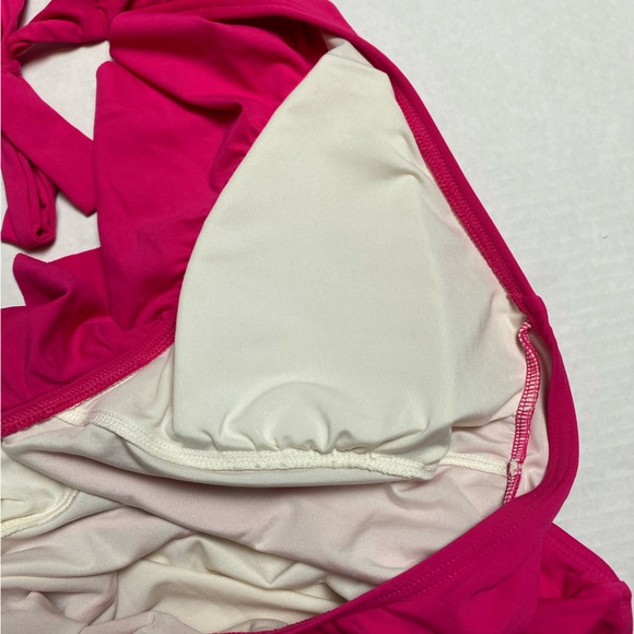 Carmen Marc Valvo one piece bathing swim suit hot pink ruffle Barbiecore size 6 - Picture 8 of 9